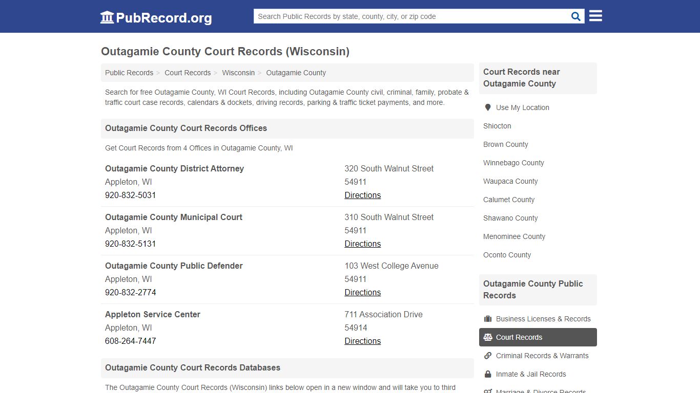 Free Outagamie County Court Records (Wisconsin Court Records)