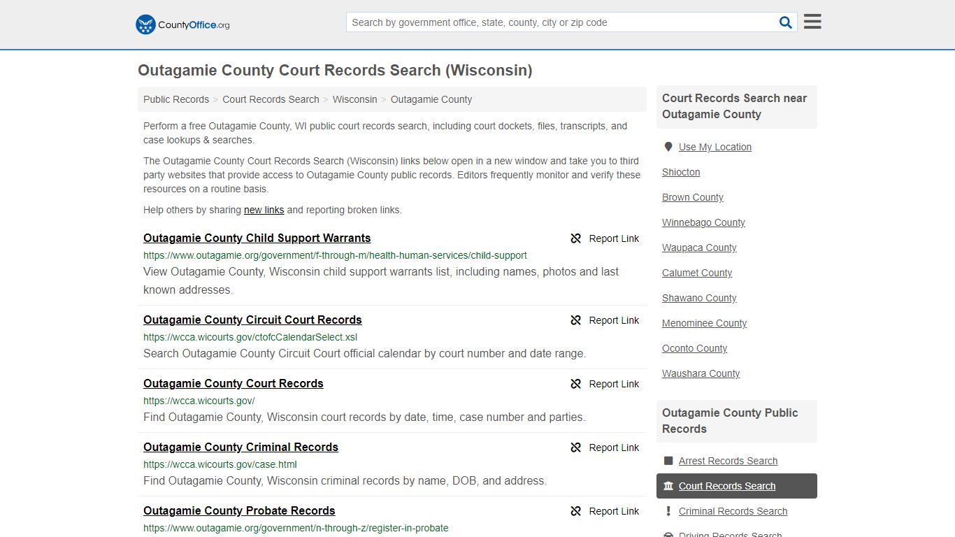 Court Records Search - Outagamie County, WI (Adoptions ...