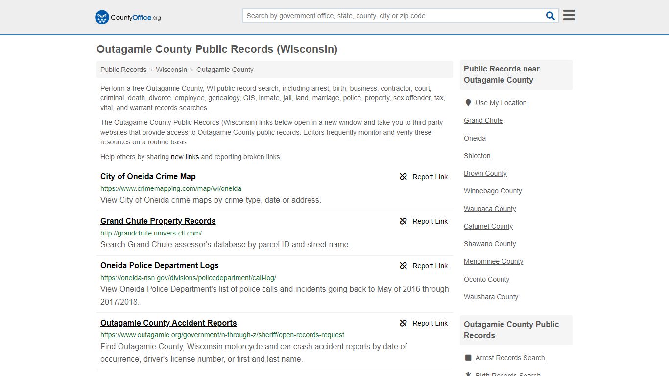 Public Records - Outagamie County, WI (Business, Criminal ...